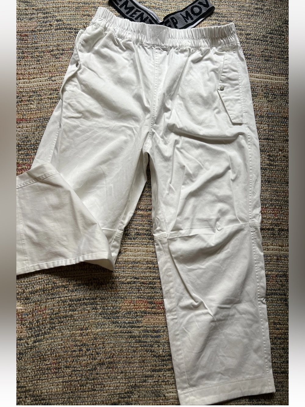 FP Movement White Pants With High Waisted Black Elastic Bands Sz M